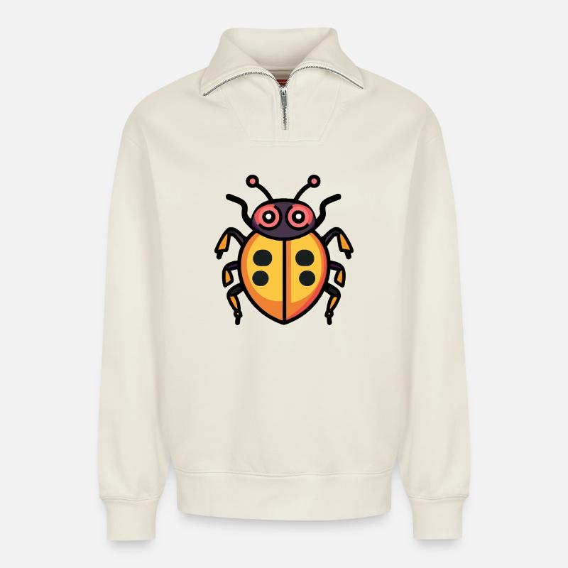 Marienkäfer Halloween Zombie - Relaxed Unisex Organic Half Zip Sweatshirt – von SPREAD - Naturweiß