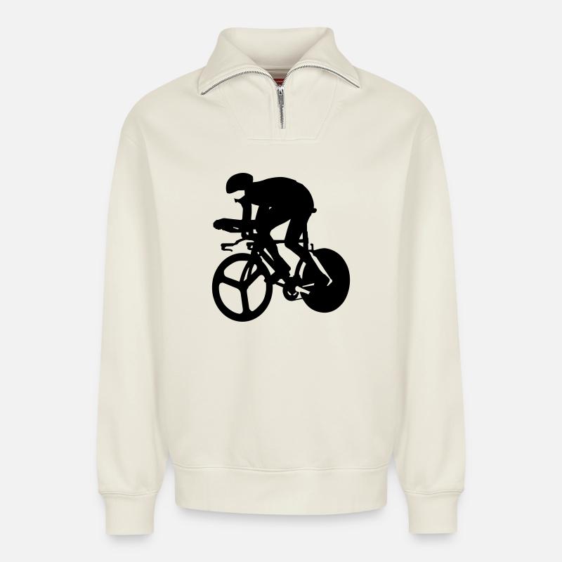 Coureur - Sweat unisexe décontracté en coton biologique à demi-zip – de SPREAD - blanc cassé