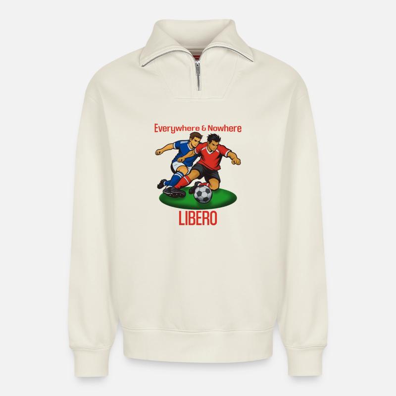 Ballduell Libero: Everywhere & Nowhere - Relaxed Unisex Organic Half Zip Sweatshirt – von SPREAD - Naturweiß