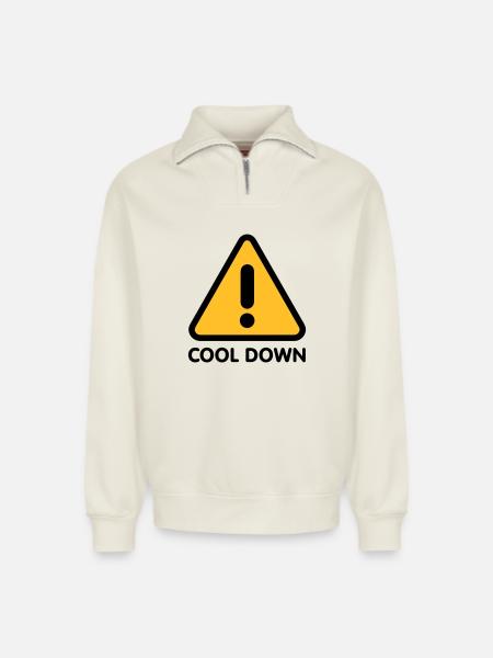 Cool down - Relaxed Unisex Organic Half Zip Sweatshirt – von SPREAD - Naturweiß