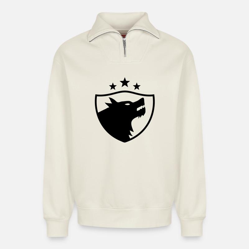 guidés - Relaxed Unisex Organic Half Zip Sweatshirt – by SPREAD - off white