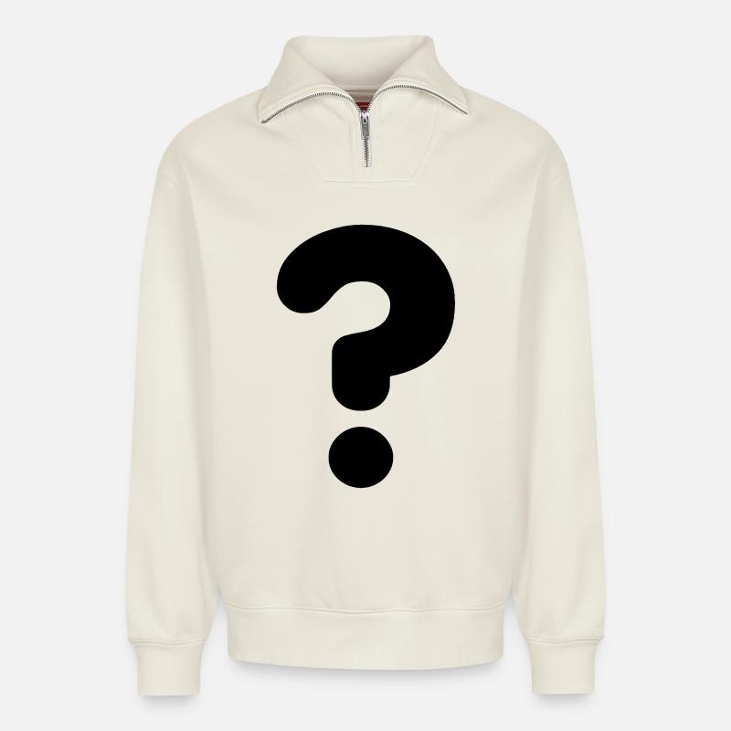 Bild-Fragezeichen # - Relaxed Unisex Organic Half Zip Sweatshirt – von SPREAD - Naturweiß