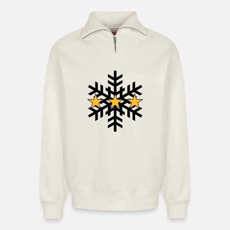 Skiing ! - Relaxed Unisex Organic Half Zip Sweatshirt – by SPREAD - off white
