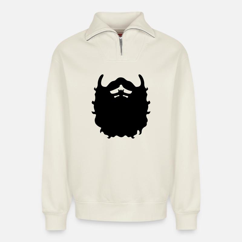 beard - Relaxed Unisex Organic Half Zip Sweatshirt – by SPREAD - off white