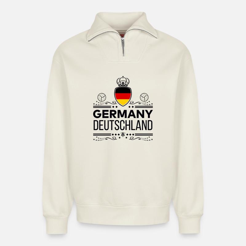 GERMANY - Relaxed Unisex Organic Half Zip Sweatshirt – by SPREAD - off white