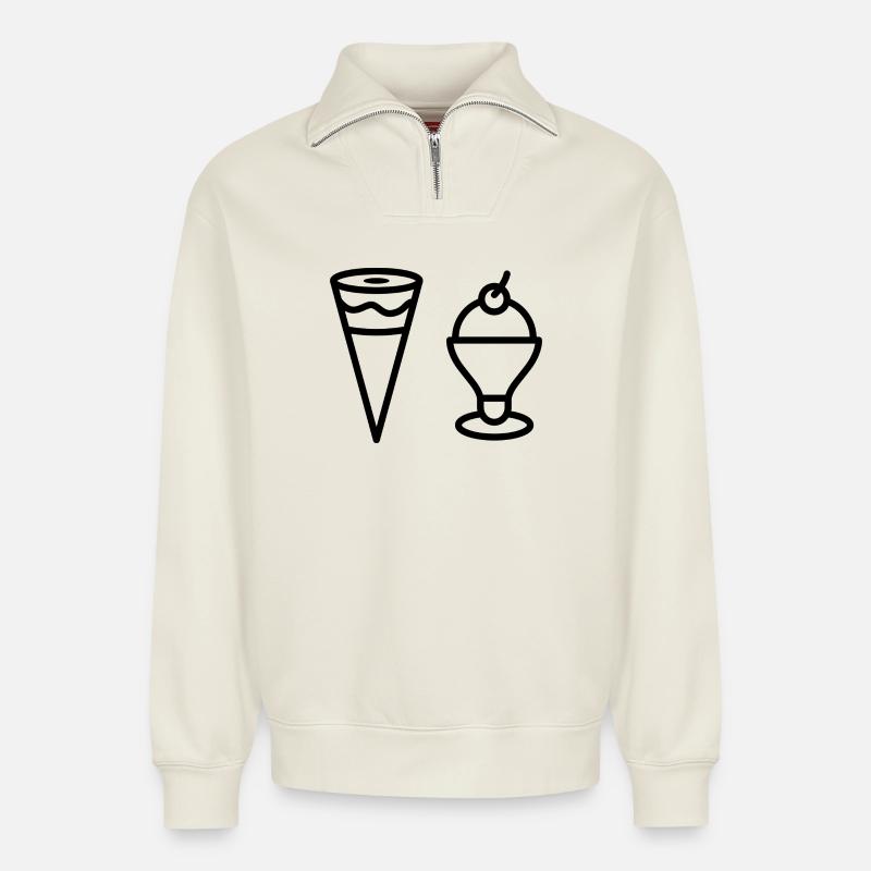 Ich liebe Eis - Relaxed Unisex Organic Half Zip Sweatshirt – von SPREAD - Naturweiß