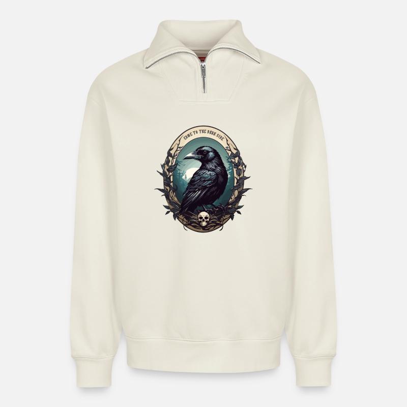 Schwarzer Rabe - Relaxed Unisex Organic Half Zip Sweatshirt – von SPREAD - Naturweiß