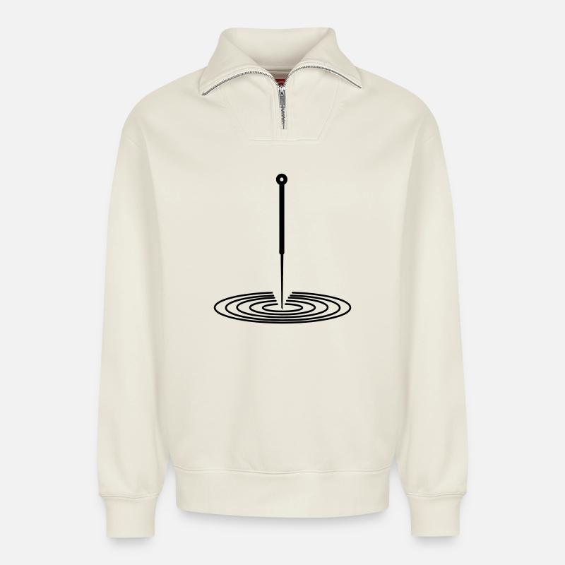 Logo d’acupuncture - Sweat unisexe décontracté en coton biologique à demi-zip – de SPREAD - blanc cassé