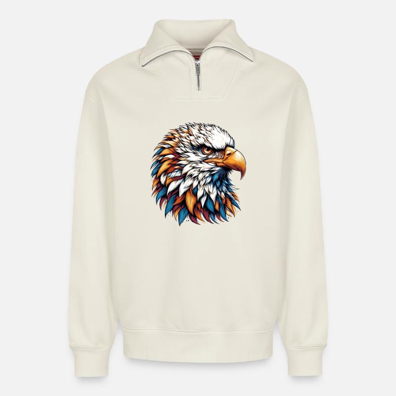 Adler - Relaxed Unisex Organic Half Zip Sweatshirt – von SPREAD - Naturweiß