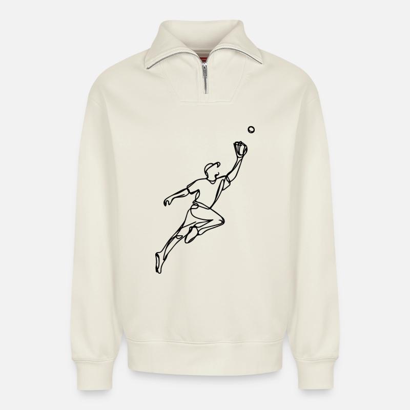 Baseballer - Relaxed Unisex Organic Half Zip Sweatshirt – von SPREAD - Naturweiß