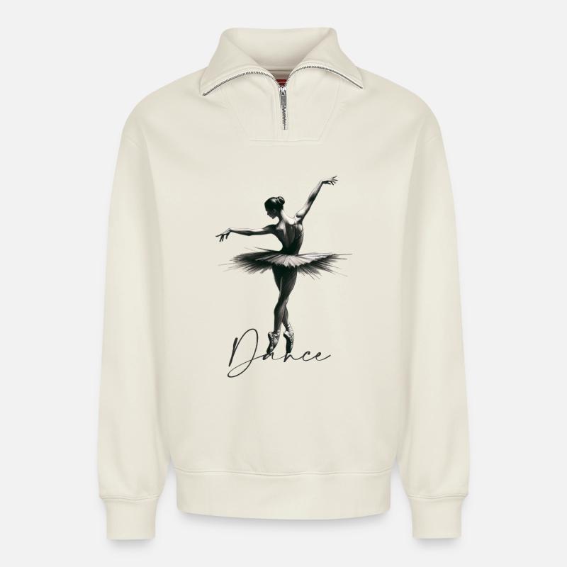 Dancer - Relaxed Unisex Organic Half Zip Sweatshirt – by SPREAD - off white