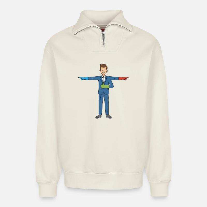 Gulden_middenweg - Relaxed Unisex Organic Half Zip Sweatshirt – von SPREAD - Naturweiß