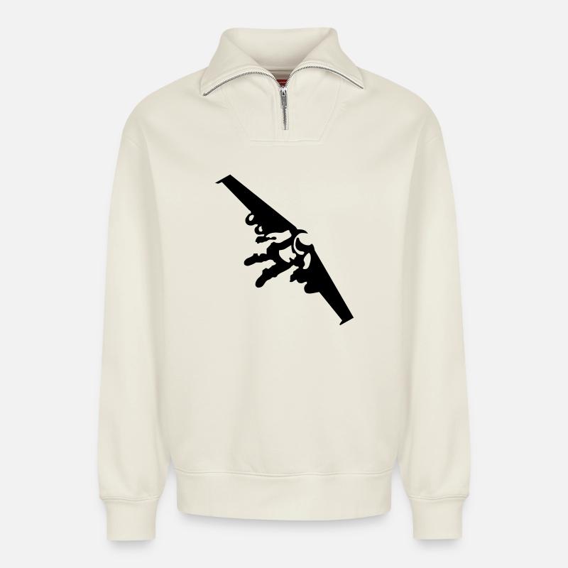 Jetman - Sweat unisexe décontracté en coton biologique à demi-zip – de SPREAD - blanc cassé