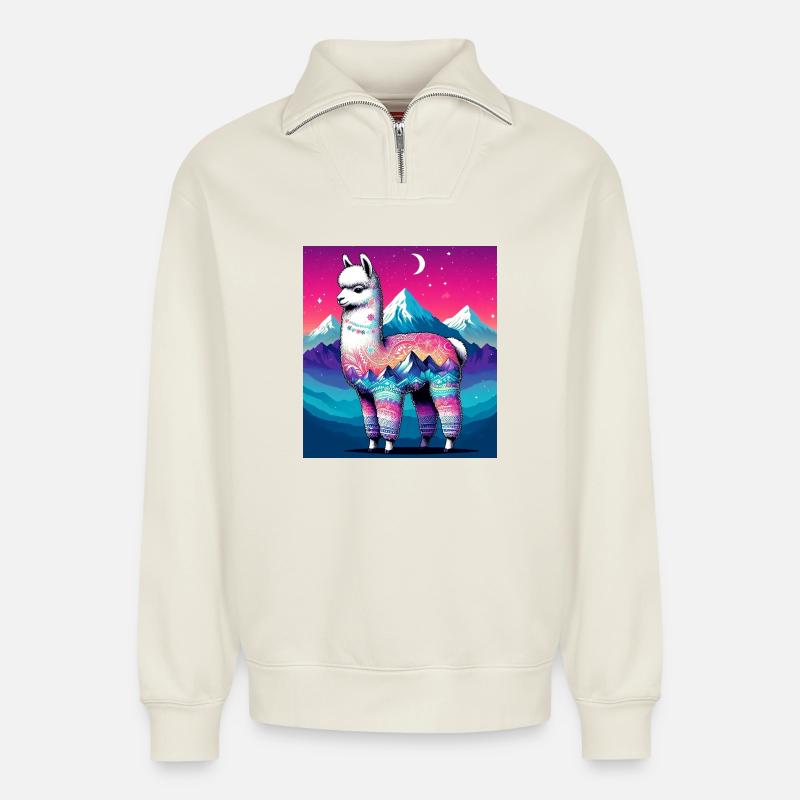 Alpaka - Relaxed Unisex Organic Half Zip Sweatshirt – von SPREAD - Naturweiß