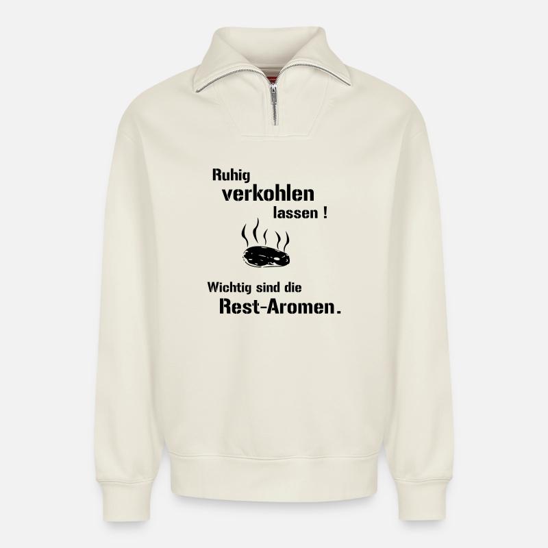 Restaromen - Relaxed Unisex Organic Half Zip Sweatshirt – von SPREAD - Naturweiß