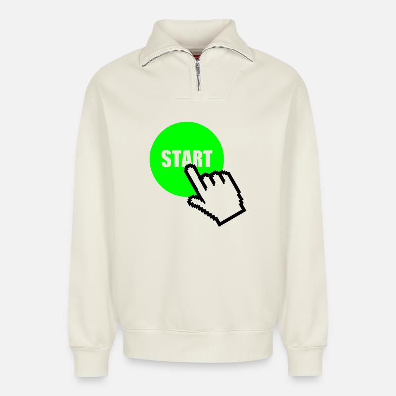 Start - Relaxed Unisex Organic Half Zip Sweatshirt – von SPREAD - Naturweiß