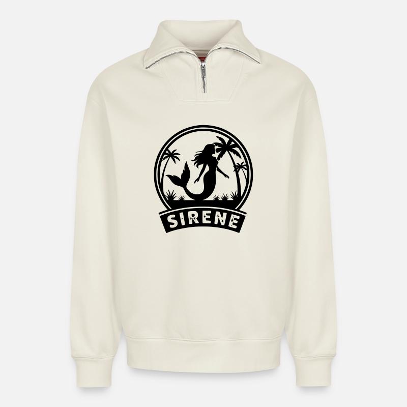 Meerjungfrau - Relaxed Unisex Organic Half Zip Sweatshirt – von SPREAD - Naturweiß