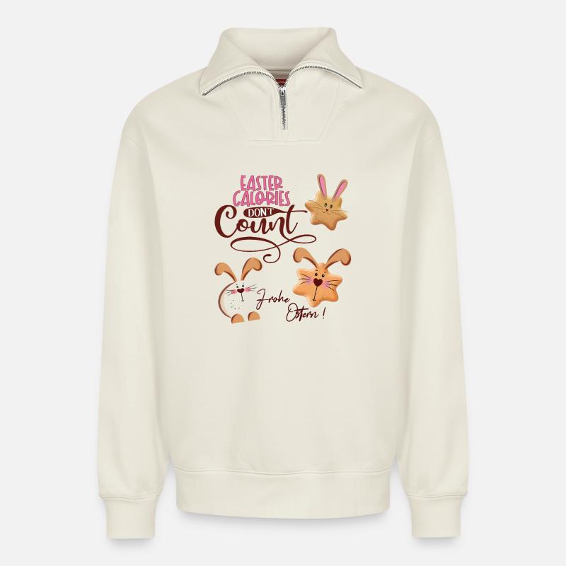 Osterfreude - Relaxed Unisex Organic Half Zip Sweatshirt – von SPREAD - Naturweiß