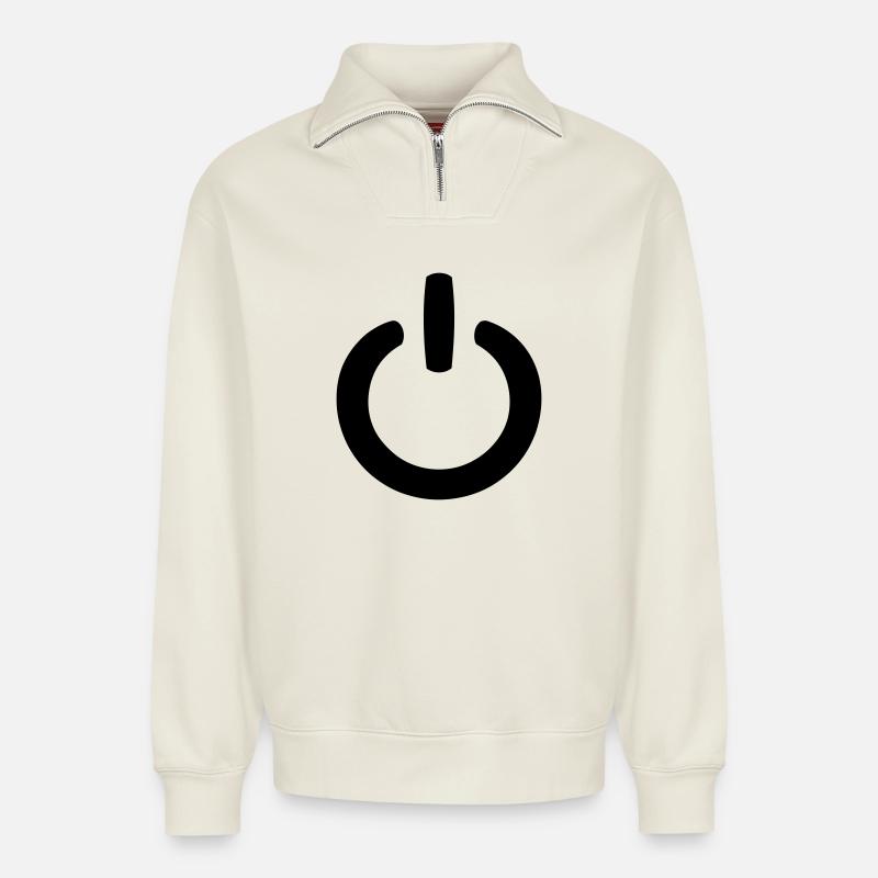 Symbole de puissance - Sweat unisexe décontracté en coton biologique à demi-zip – de SPREAD - blanc cassé