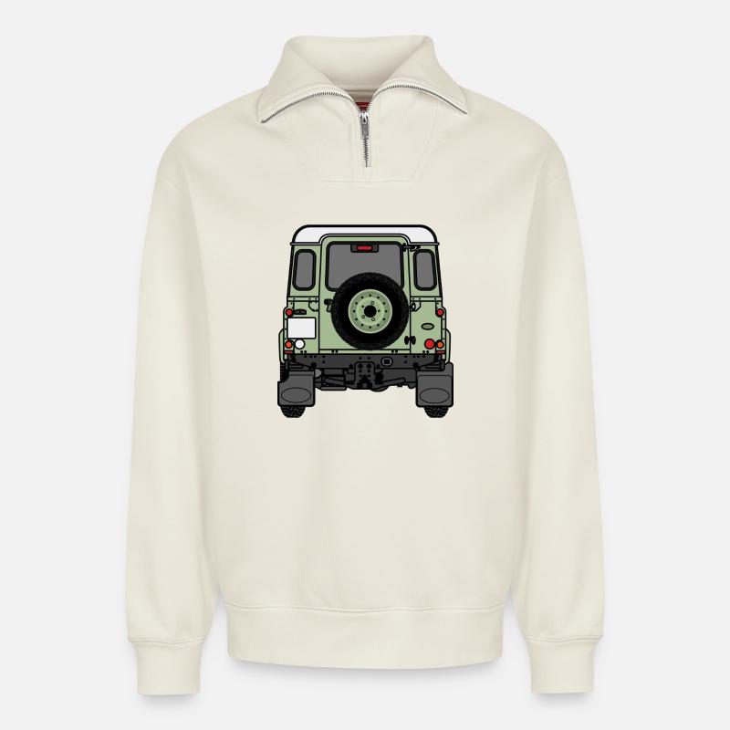 Defender - Rear - Relaxed Unisex Organic Half Zip Sweatshirt – by SPREAD - off white