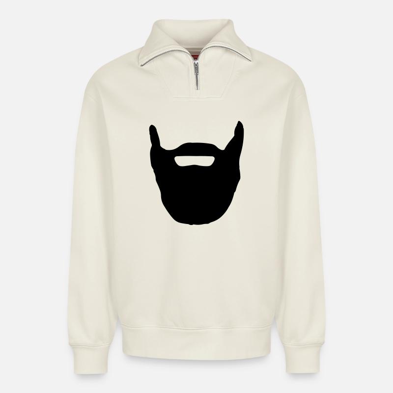 Beard - Relaxed Unisex Organic Half Zip Sweatshirt – by SPREAD - off white