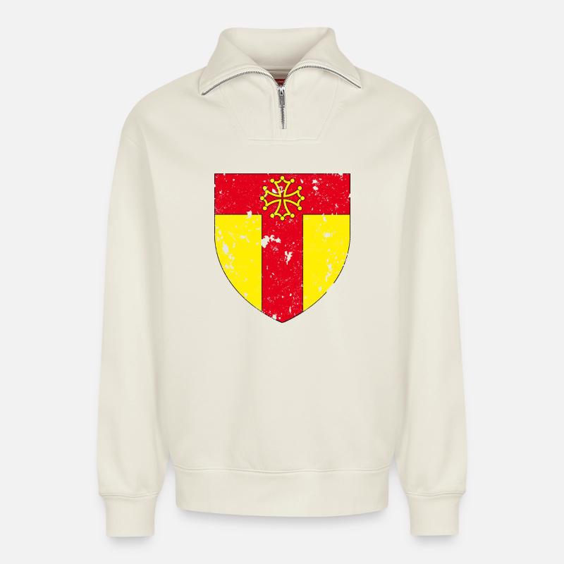 Tarn - Relaxed Unisex Organic Half Zip Sweatshirt – von SPREAD - Naturweiß