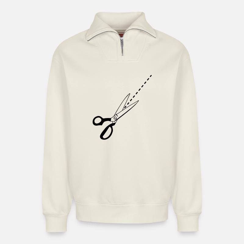 Pattern cutting logo tailor - Relaxed Unisex Organic Half Zip Sweatshirt – by SPREAD - off white