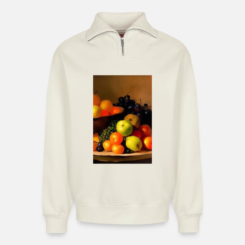 Fruit - Relaxed Unisex Organic Half Zip Sweatshirt – by SPREAD - off white