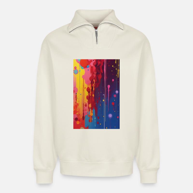 Abstrakte Kunst - Relaxed Unisex Organic Half Zip Sweatshirt – von SPREAD - Naturweiß