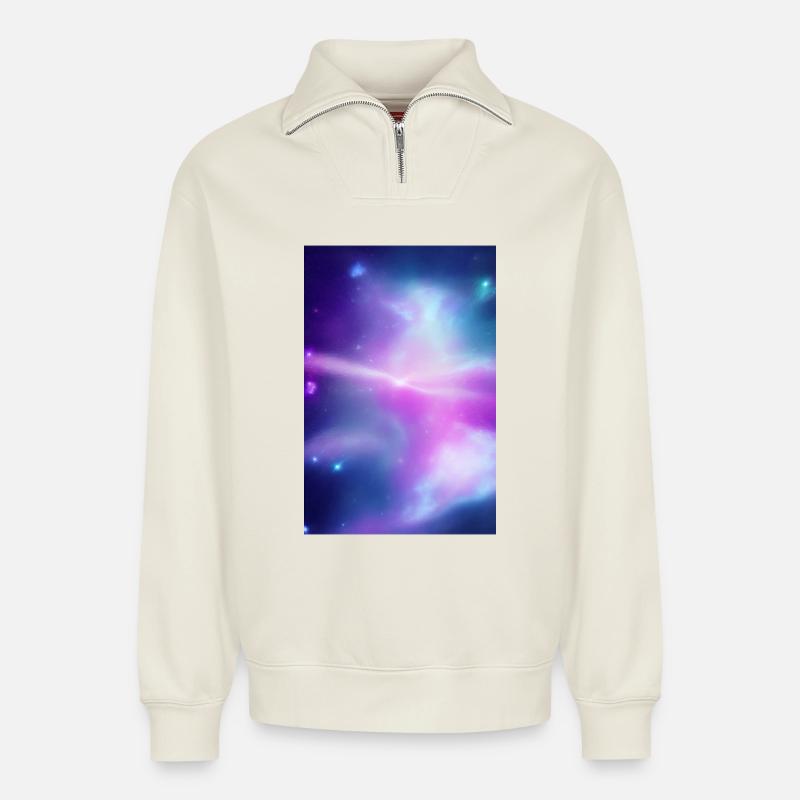 Galaxy Image - Relaxed Unisex Organic Half Zip Sweatshirt – by SPREAD - off white