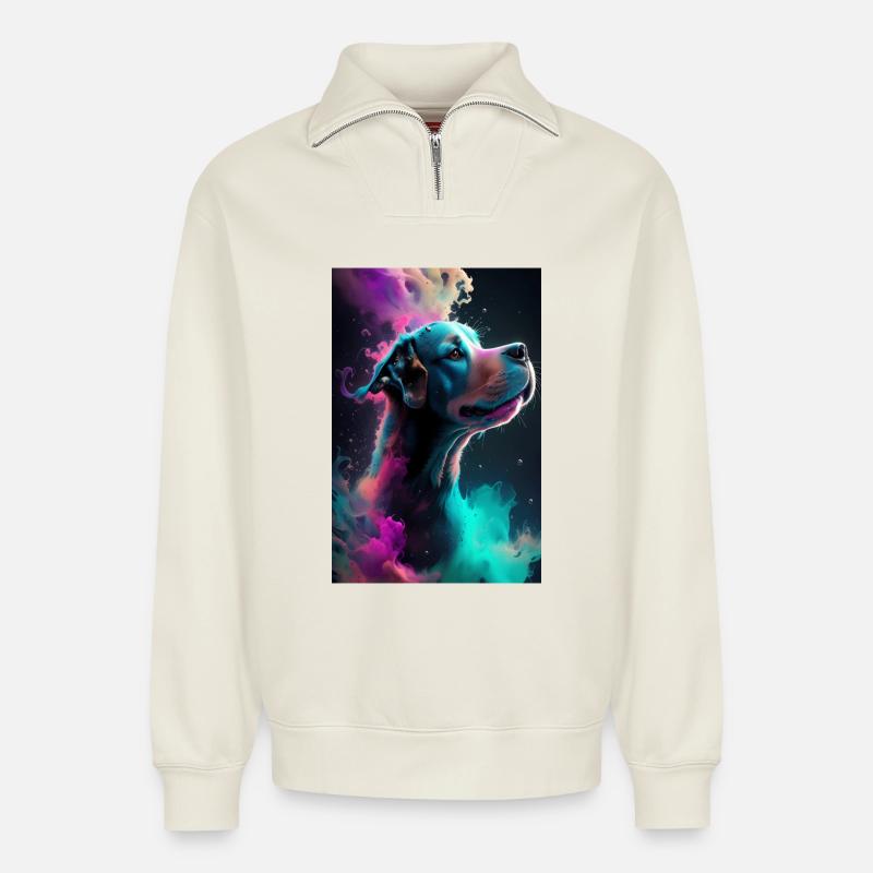 Süßer Hund - Relaxed Unisex Organic Half Zip Sweatshirt – von SPREAD - Naturweiß