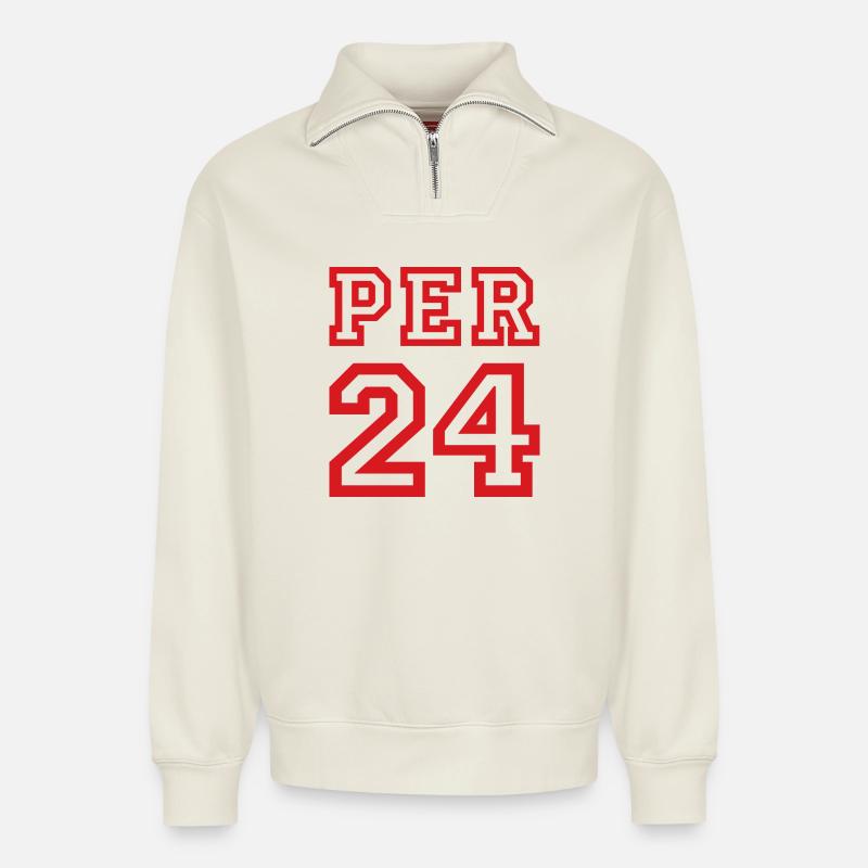 Peru - Relaxed Unisex Organic Half Zip Sweatshirt – von SPREAD - Naturweiß