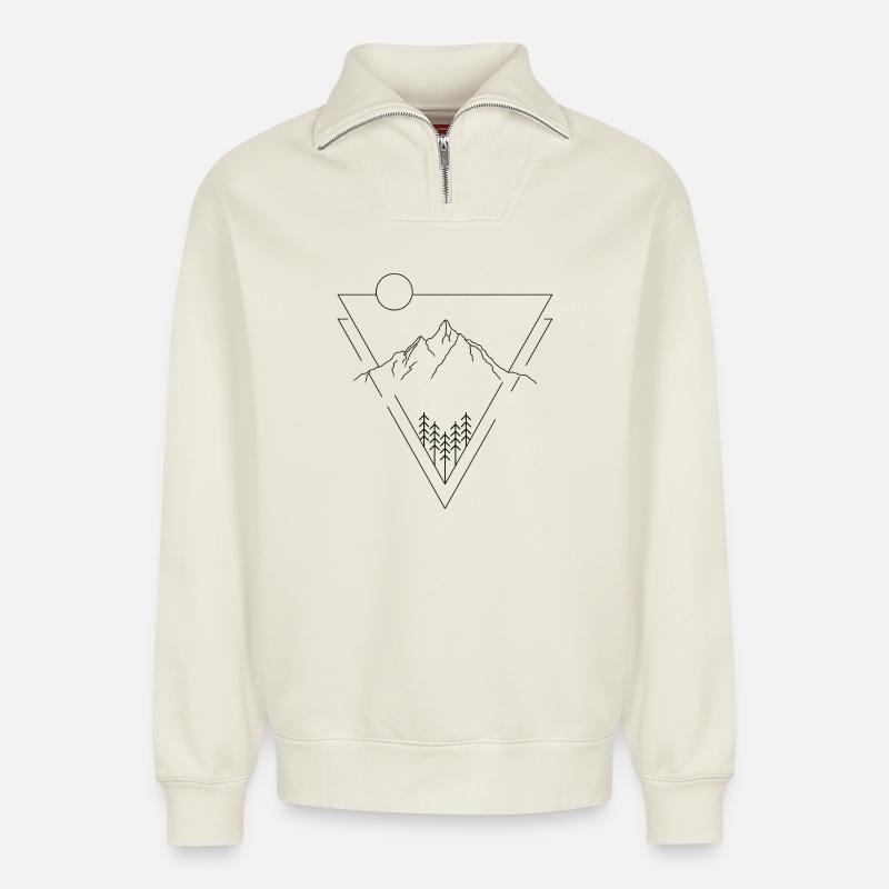 Berg - Relaxed Unisex Organic Half Zip Sweatshirt – von SPREAD - Naturweiß