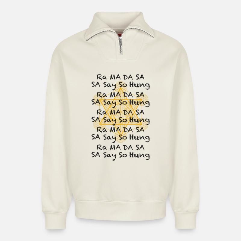Mantra - Relaxed Unisex Organic Half Zip Sweatshirt – von SPREAD - Naturweiß