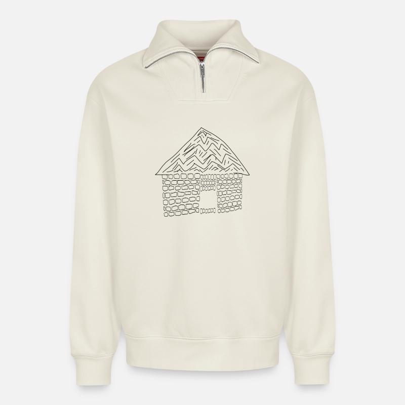 Mein Fall - Relaxed Unisex Organic Half Zip Sweatshirt – von SPREAD - Naturweiß