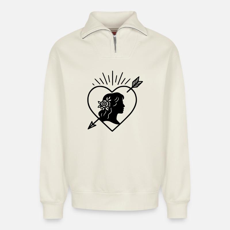 Die Braut - Relaxed Unisex Organic Half Zip Sweatshirt – von SPREAD - Naturweiß