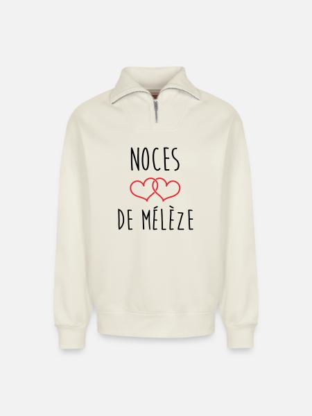 Larch Wedding 69 Jahre Ehe - Relaxed Unisex Organic Half Zip Sweatshirt – von SPREAD - Naturweiß