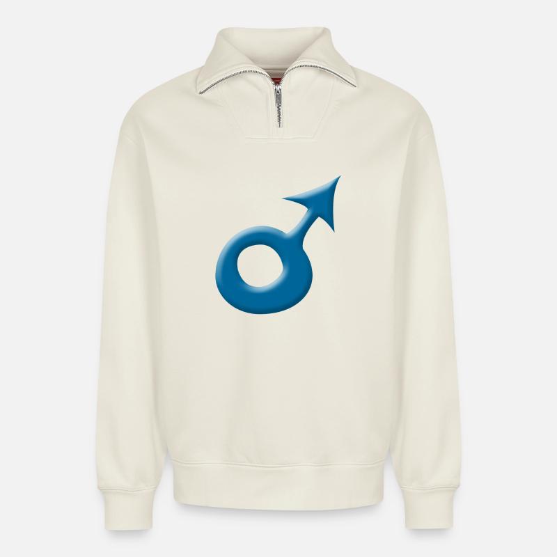 Junge - Relaxed Unisex Organic Half Zip Sweatshirt – von SPREAD - Naturweiß
