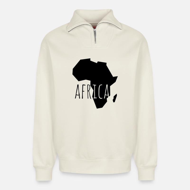 africa - Relaxed Unisex Organic Half Zip Sweatshirt – von SPREAD - Naturweiß