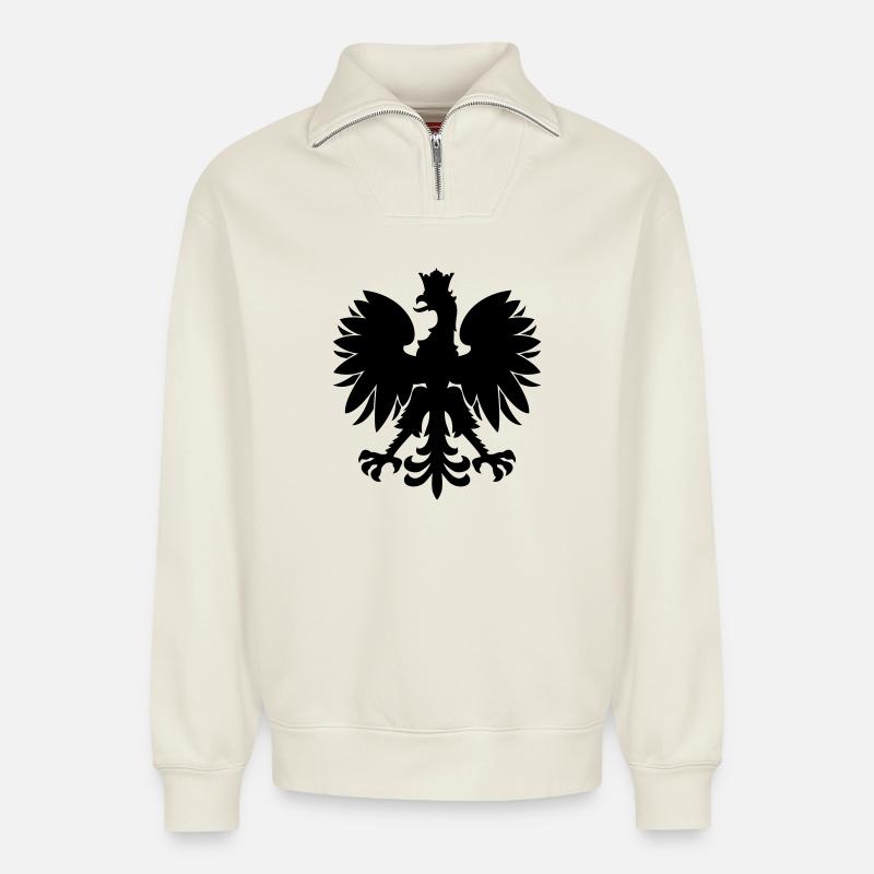 Polen - Relaxed Unisex Organic Half Zip Sweatshirt – von SPREAD - Naturweiß