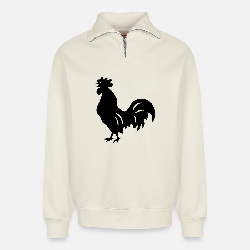 hahn - Relaxed Unisex Organic Half Zip Sweatshirt – von SPREAD - Naturweiß