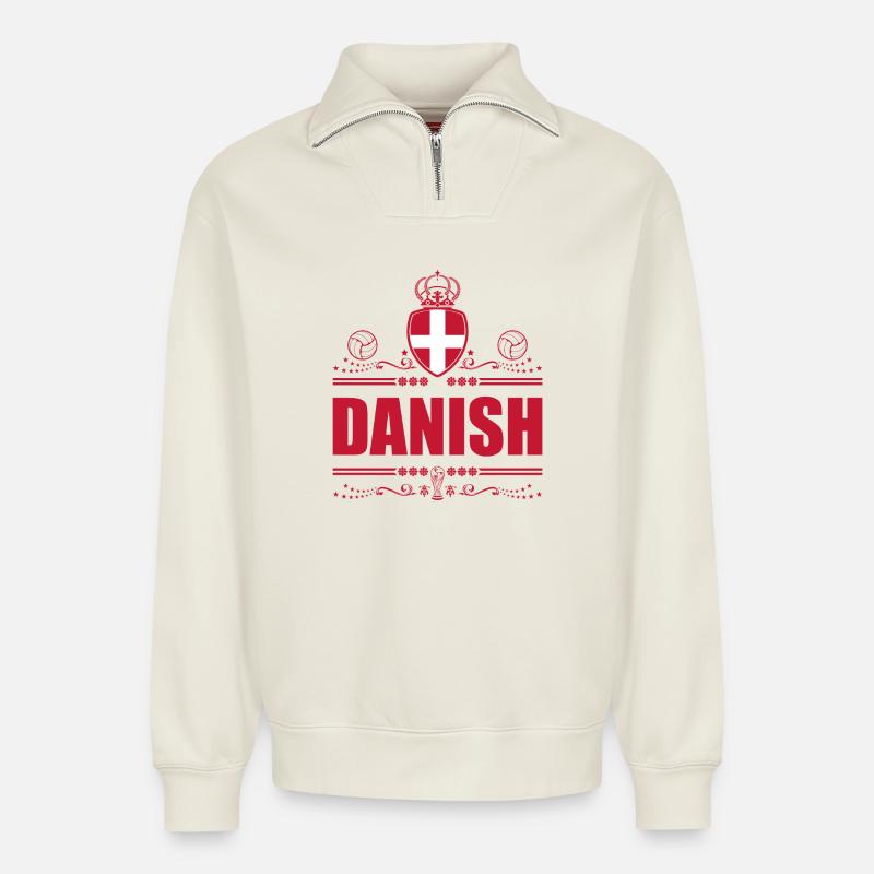 DANISH - DENMARK - Relaxed Unisex Organic Half Zip Sweatshirt – by SPREAD - off white