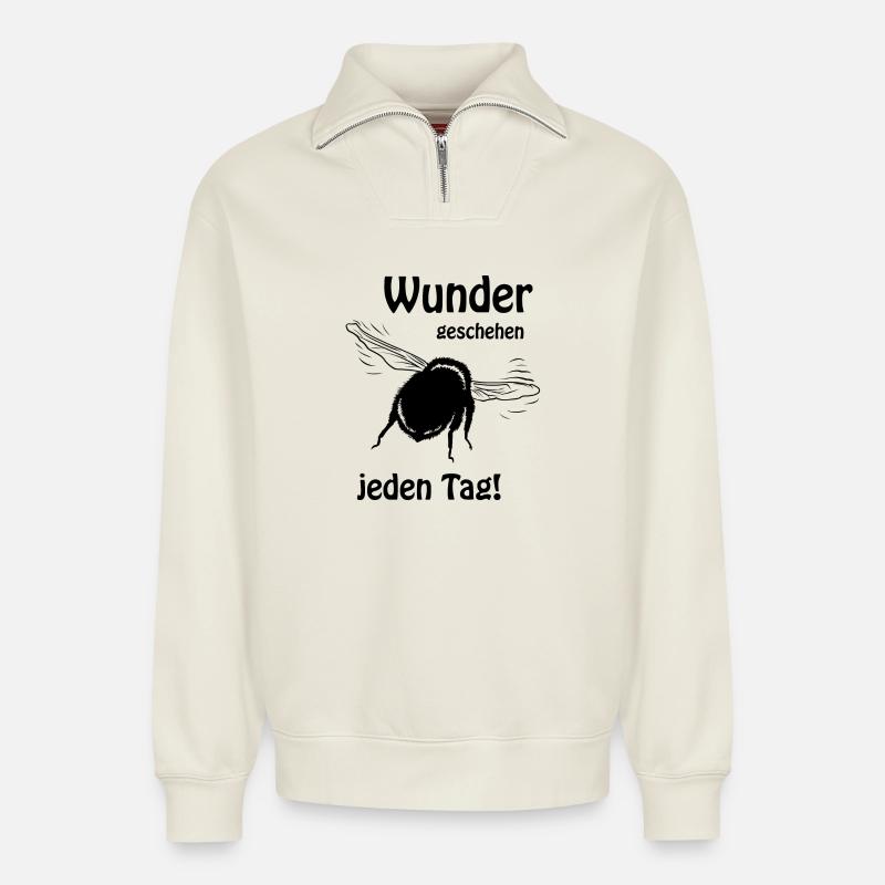 Hummel -Wunder - Relaxed Unisex Organic Half Zip Sweatshirt – von SPREAD - Naturweiß