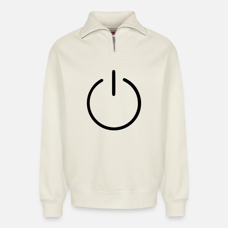 An Us Off Button - Relaxed Unisex Organic Half Zip Sweatshirt – by SPREAD - off white