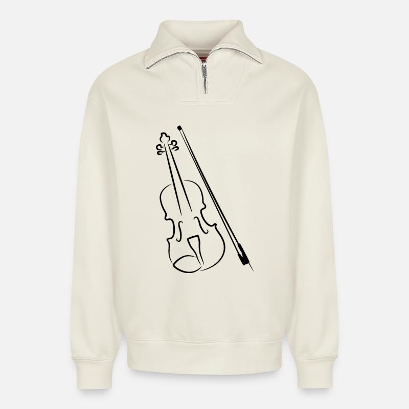 Geige und Bogen - Relaxed Unisex Organic Half Zip Sweatshirt – von SPREAD - Naturweiß