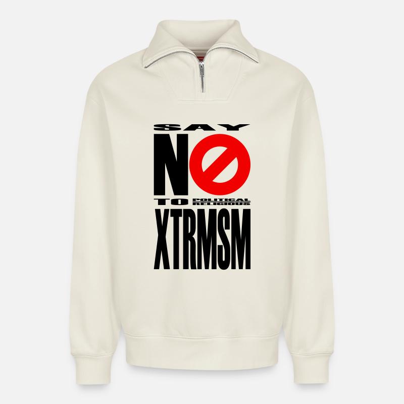 NO2XTRMSM - Sweat unisexe décontracté en coton biologique à demi-zip – de SPREAD - blanc cassé