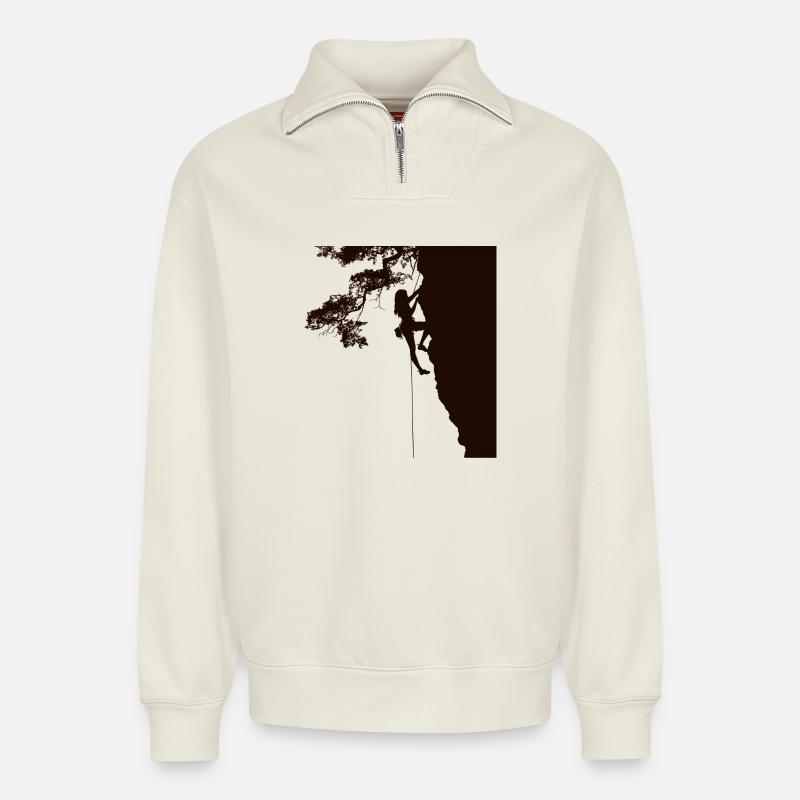 EXTREMSPORT KLETTERN MOUNTAIN CLIMBER 44 - Relaxed Unisex Organic Half Zip Sweatshirt – von SPREAD - Naturweiß
