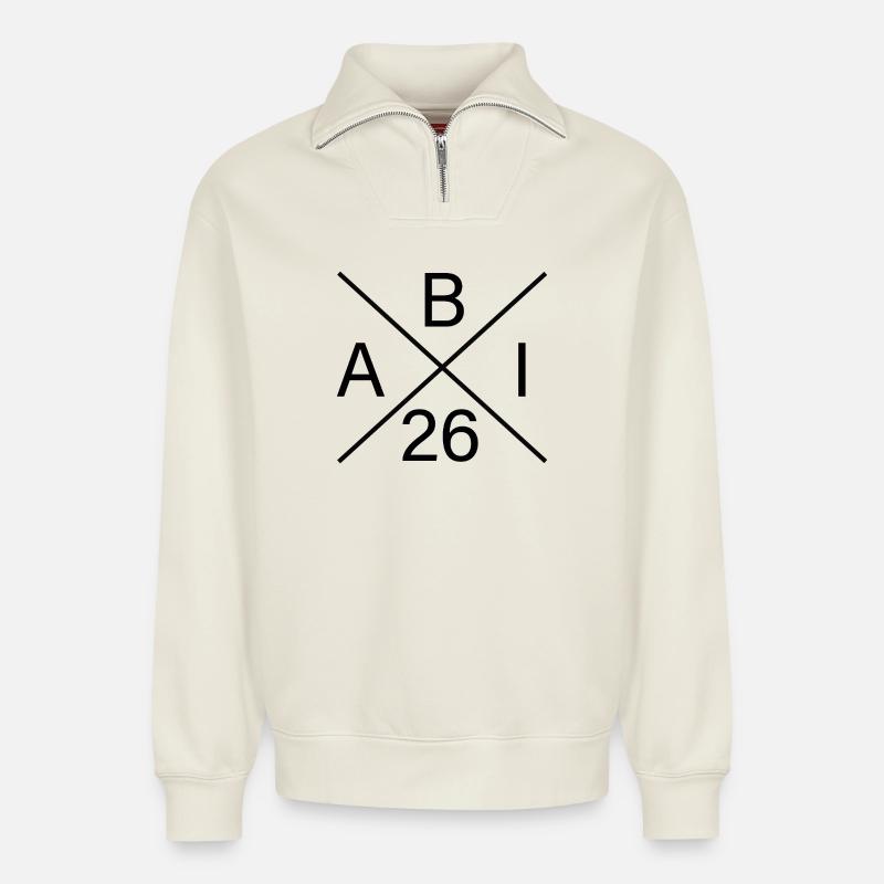 ABI_26 - Relaxed Unisex Organic Half Zip Sweatshirt – von SPREAD - Naturweiß