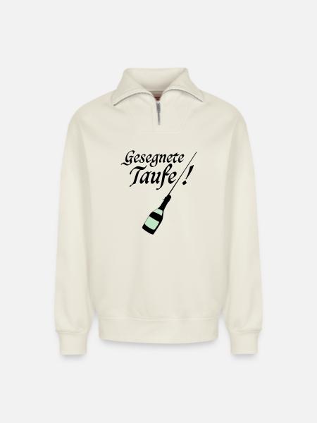 Taufe - Relaxed Unisex Organic Half Zip Sweatshirt – von SPREAD - Naturweiß