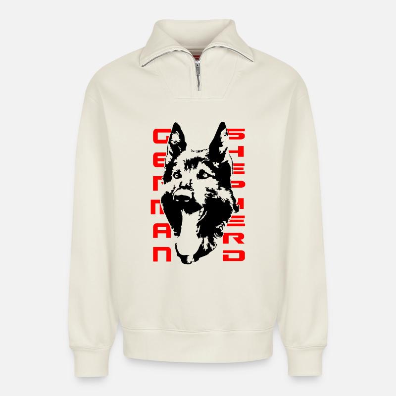 Wunderschöner Schäferhund Kopf - Relaxed Unisex Organic Half Zip Sweatshirt – von SPREAD - Naturweiß